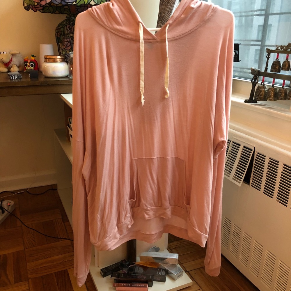 Brandy Melville Pink Hooded Shirt